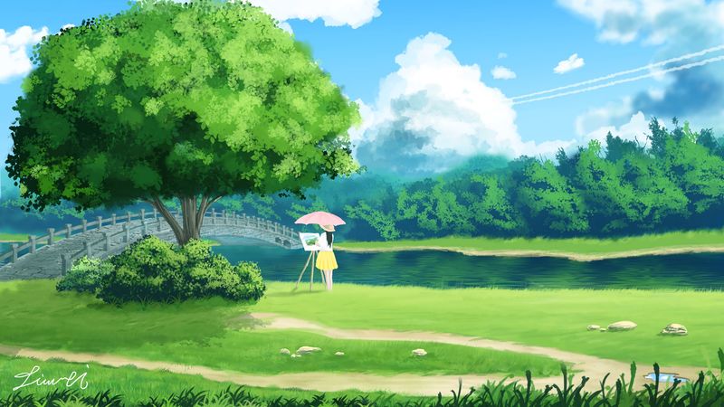 四组绝美壁纸合集 少女画家自然风景艺术4K