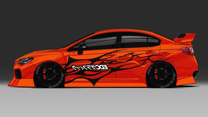 橙色斯巴鲁翼豹WRX STi JDM渲染图壁纸分享