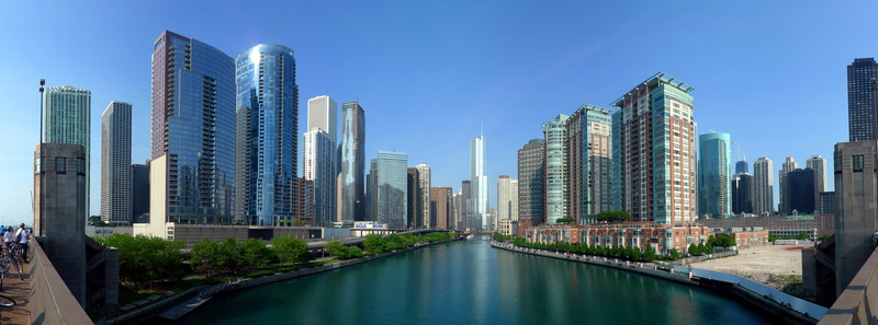 芝加哥河畔金融城全景壁纸