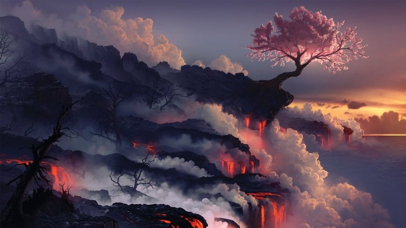 世界边缘的奇幻熔岩树 绝美自然壁纸