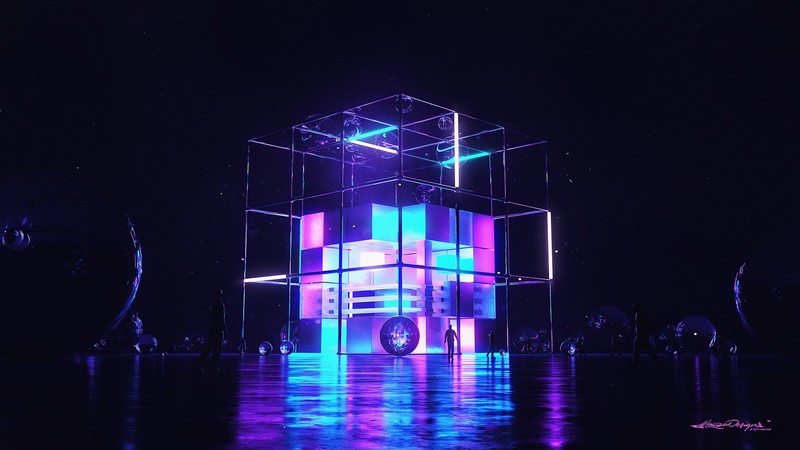 赛博迷幻霓虹夜景3D抽象壁纸合集