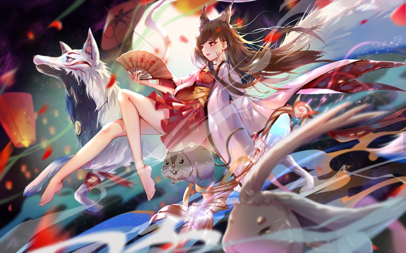 深夜月下的兽耳少女插画合集