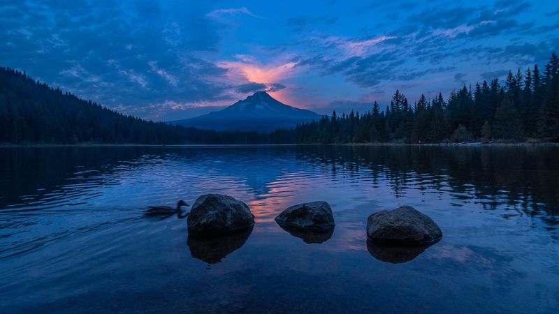绝美黄昏山湖石景 4K高清壁纸