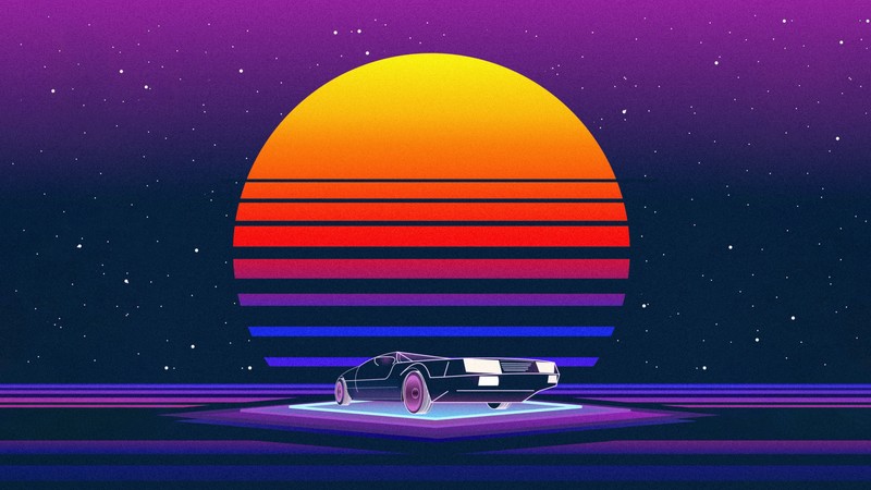 复古 synthwave 风汽车艺术壁纸 高清4K5K资源合集