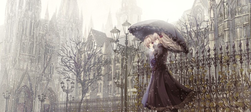 撑伞少女与雨夜都市