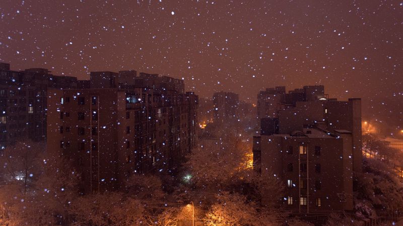 冬日雪后都市航拍全景 4K高清壁纸