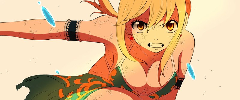 妖精的尾巴 动漫壁纸 金发少女 简约背景高清壁纸