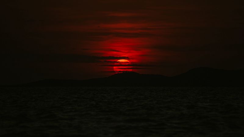 绝美山海落日壁纸