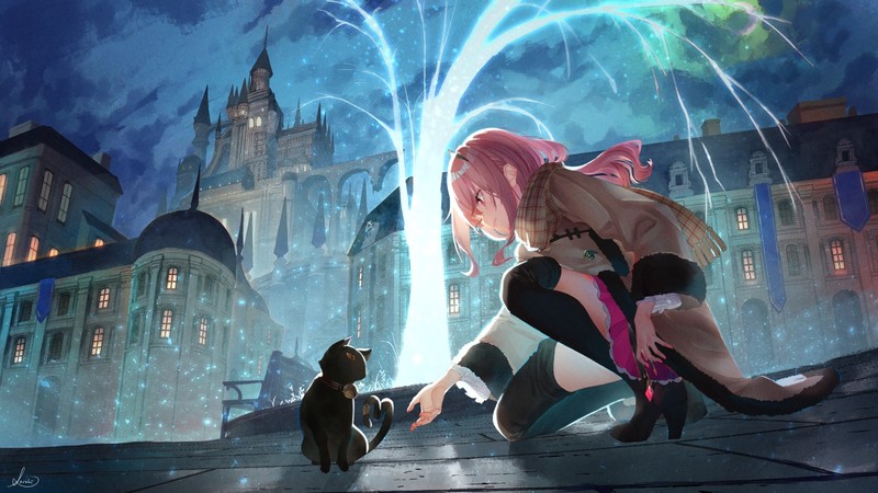 绝美二次元少女俯拍插画壁纸合集