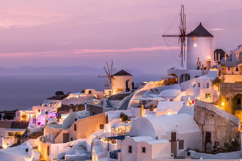 圣托里尼粉调日落壁纸合集 随手戳进就沦陷