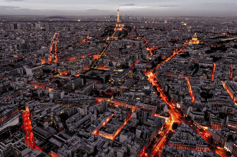 巴黎城市风光低饱和红色调摄影壁纸