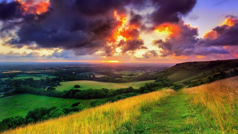 绝美自然风光壁纸合集 落日晚霞 草原旷野 治愈氛围感