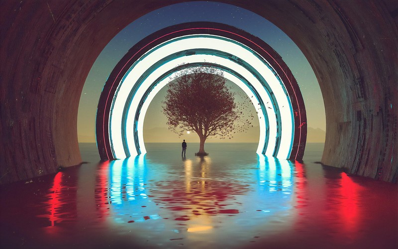 绝美的霓虹赛博风奇幻山水壁纸合集