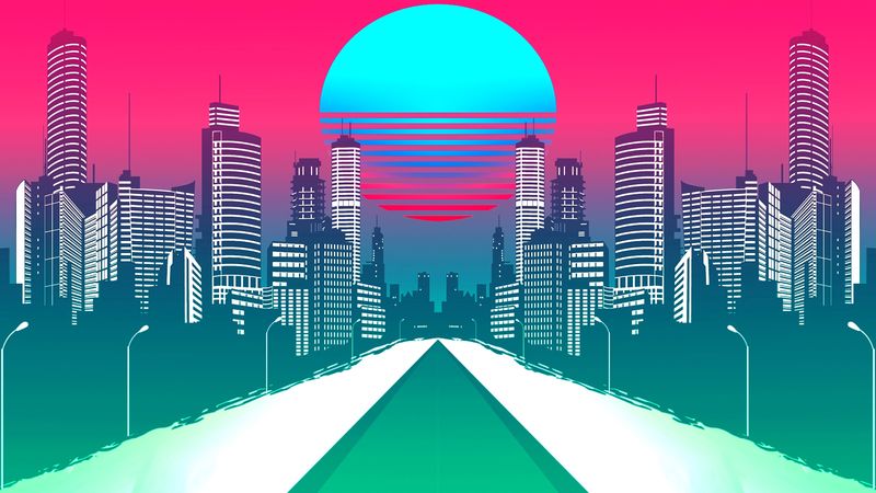 赛博都市复古霓虹壁纸！这波复古 synthwave 风壁纸太绝了