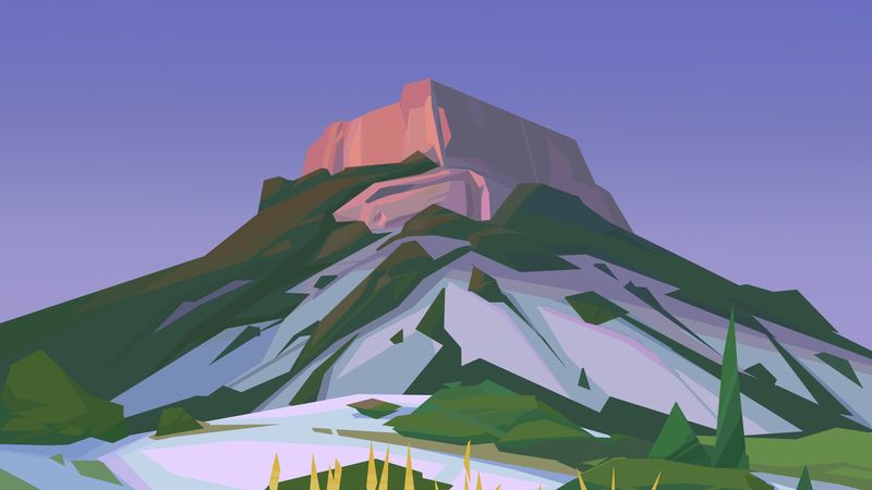 绝美4K矢量山地风景画壁纸