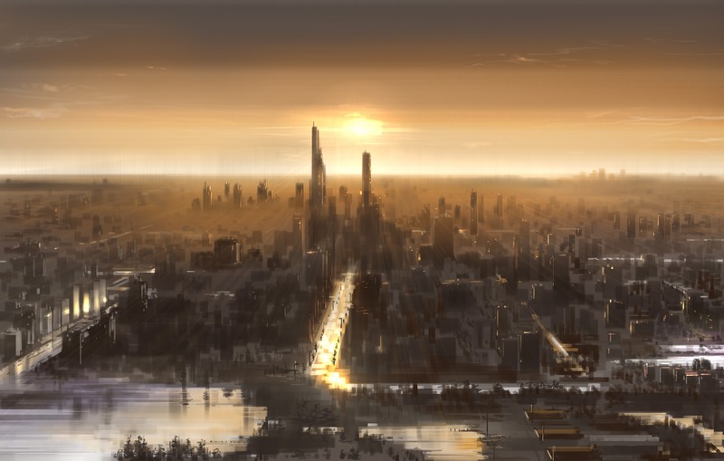 赛博都市落日壁纸上新！氛围感拉满的数字艺术作品