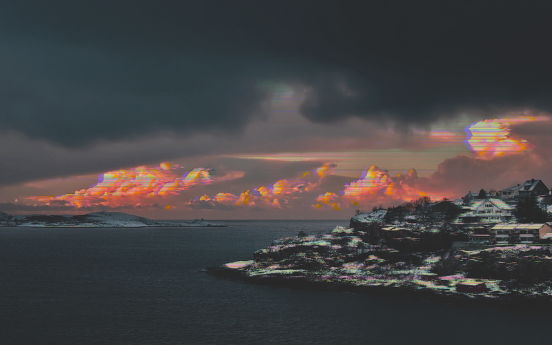 蒸汽波雪景海岛壁纸，美到窒息的冬日海岸画面