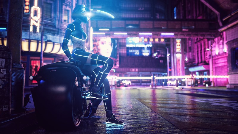 赛博朋克风霓虹都市壁纸！