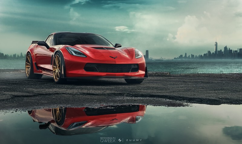 红色雪佛兰科尔维特跑车高清壁纸