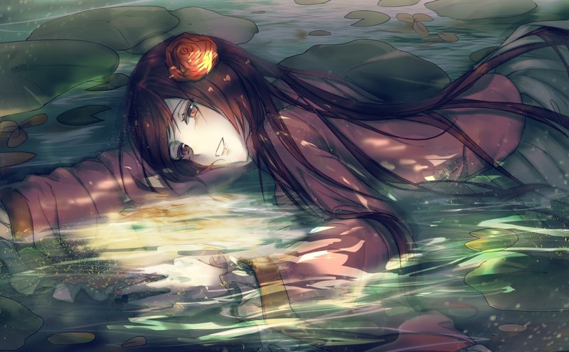 绝美二次元少女壁纸合集 发间缀花的黑发少女等多款高清壁纸