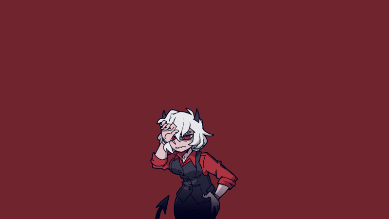 《Helltaker恶魔少女壁纸合集 白毛红瞳尖尾萌妹任你挑》