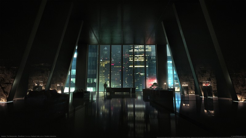 深夜都市室内数字艺术壁纸