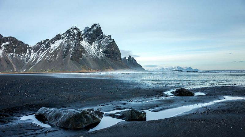 绝美的雪山海岸山石壁纸 4K高清分享
