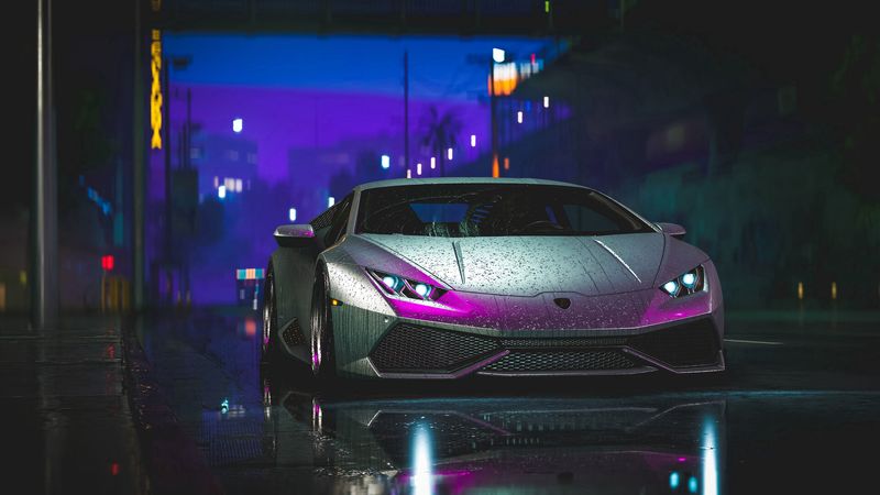 雨夜街头的兰博基尼埃文塔多壁纸合集