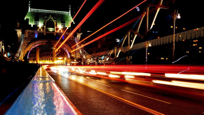 都市夜色桥梁夜景 4K高清壁纸