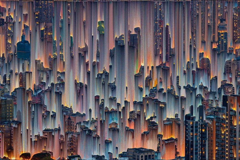 赛博朋克风城市故障艺术作品合集