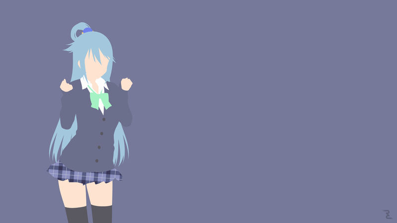 为美好的世界献上祝福！阿克娅 极简风 动漫少女 简约背景 高清壁纸