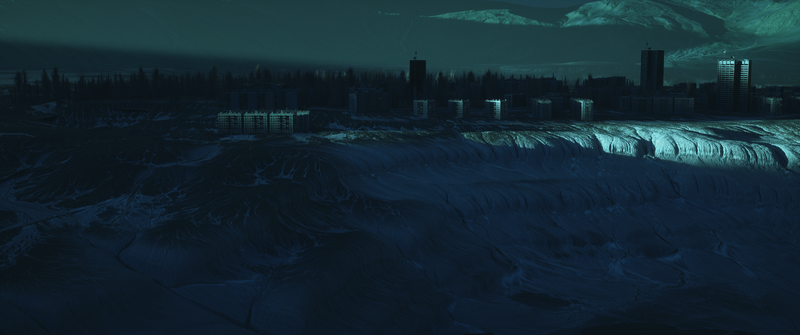 雾中3D抽象都市风景高清壁纸