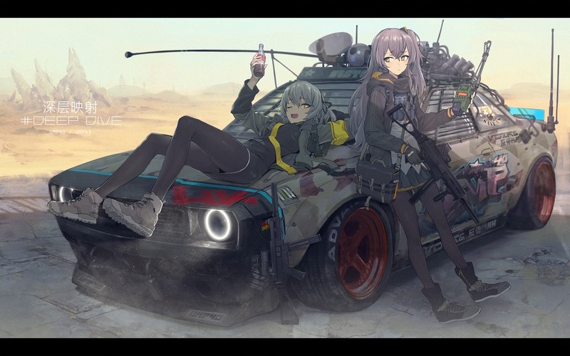 赛博废土少女壁纸！枪械、跑车与荒漠战场的少女前线同人