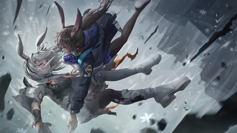 明日方舟同人插画合集 绝美游戏少女雨中坠落名场面