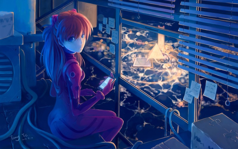 明日香深夜窗边壁纸合集