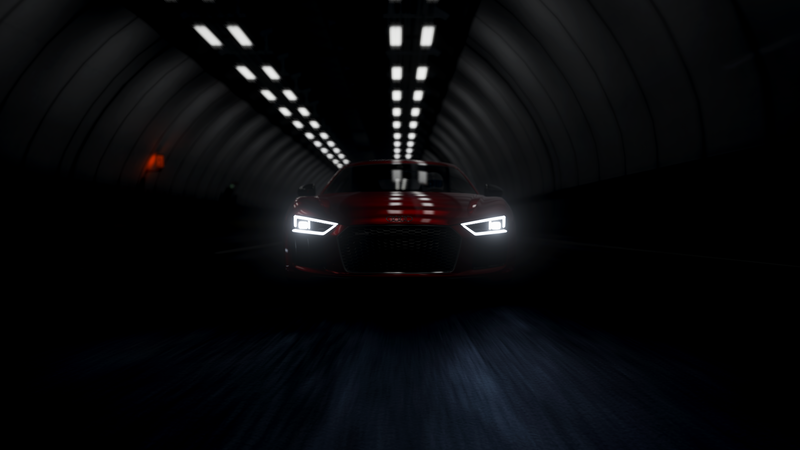 《地平线4里的暗黑奥迪R8 V10 隧道前脸实拍壁纸》