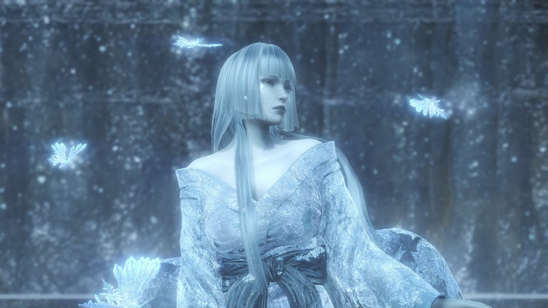 日式和风冬季冰境 仁王RPG女主角青蓝色系高清壁纸