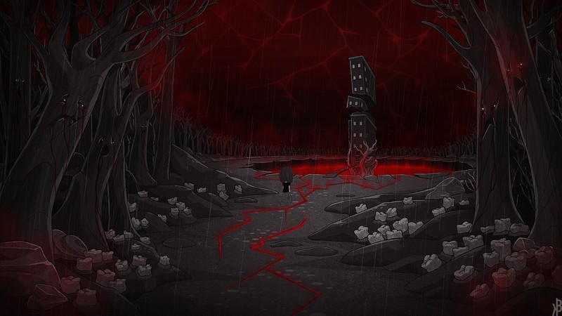 这款暗黑风《Bear With Me》游戏壁纸 森林里的熊