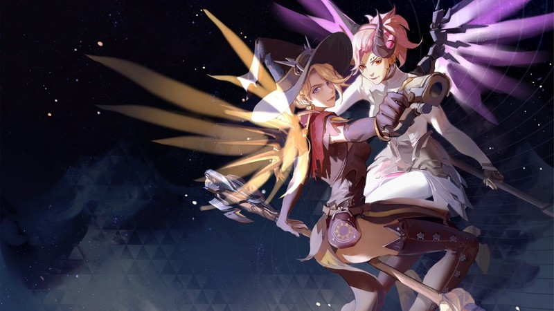 守望先锋同人壁纸 天使姐姐长腿造型太绝了