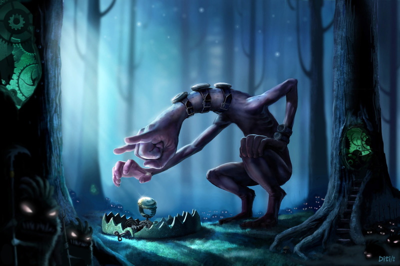 吓人的捕兽陷阱森林雕像壁纸