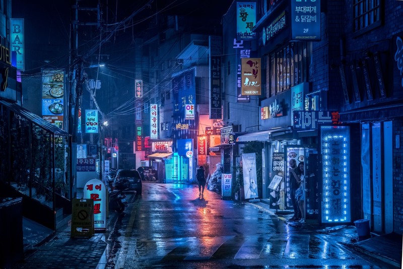 韩国街头霓虹夜景壁纸