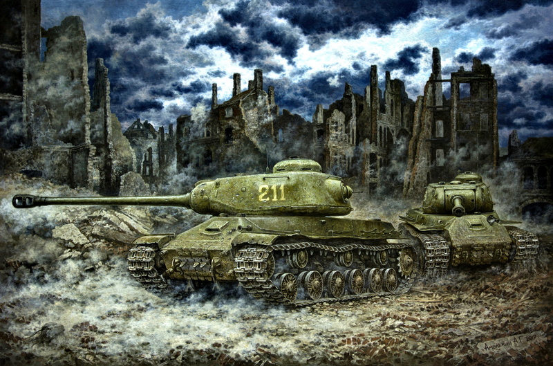 苏联卫国战争主题壁纸合集：红军IS-2重型坦克与二战名城废墟