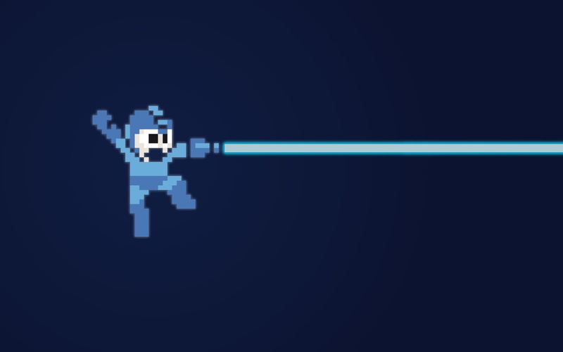 复古像素风洛克人壁纸！1080P蓝色极简背景太绝了