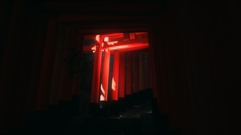 游戏截图 伏见稻荷大社探秘 朱红鸟居暗调壁纸