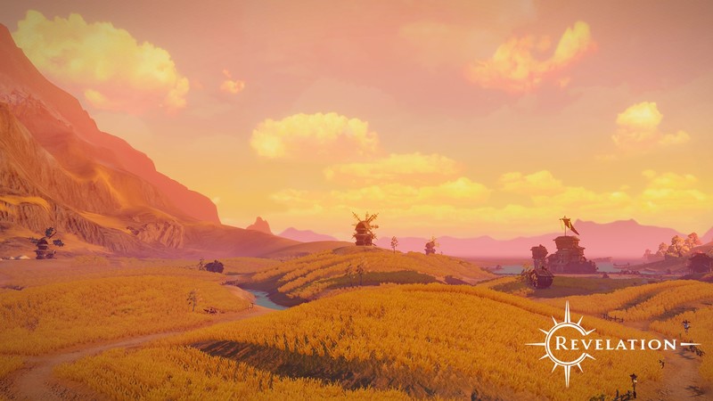 绝美游戏风景壁纸：天野间的风车山峦与旷野