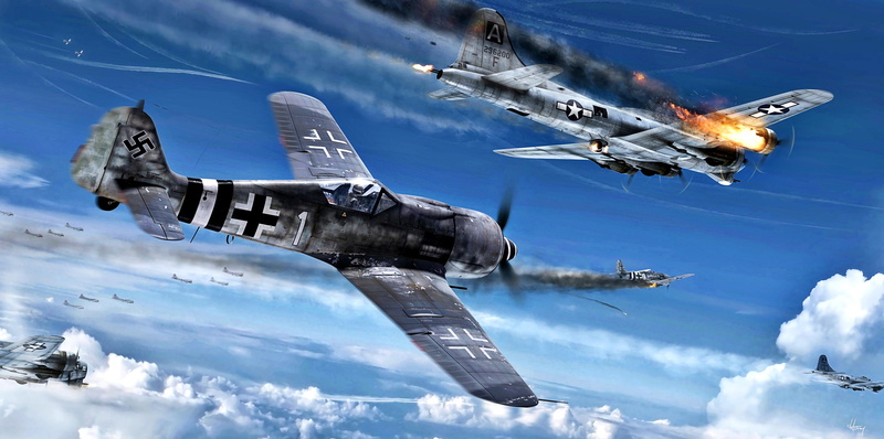 空战名机壁纸合集：B-17与Fw 190高清壁纸