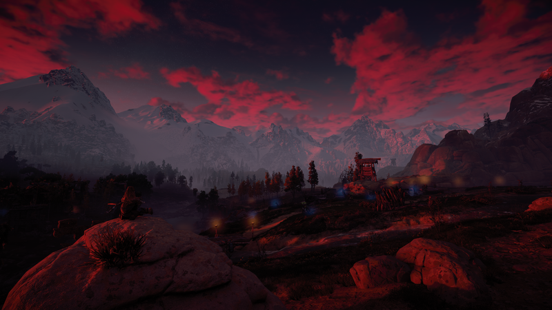 《地平线：零之曙光》PS4游戏壁纸 高清游戏截图 暗黑山巅与暮色长空