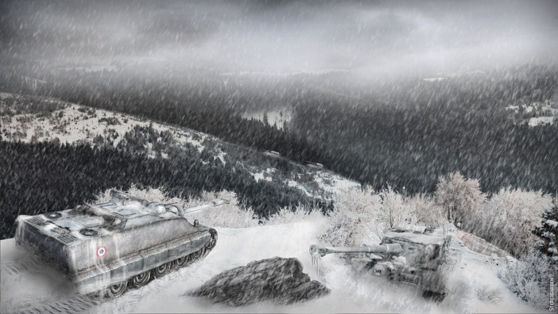 《坦克世界》AMX-50福煦155自行火炮雪地场景壁纸
