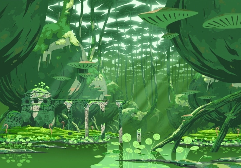 动漫风格水景城堡壁纸 适配720P高清