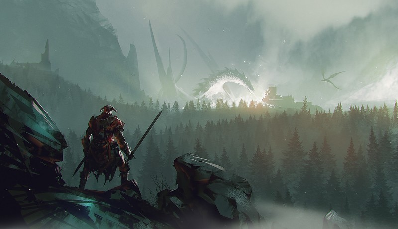 # 上古卷轴5天际龙裔壁纸合集 带风景与剑的数字艺术稿